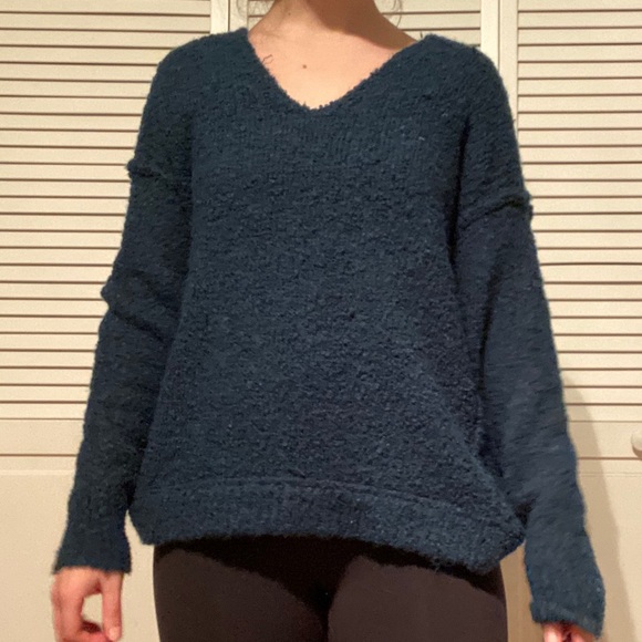 Free People Teal Oversized Sweater - Picture 3 of 6